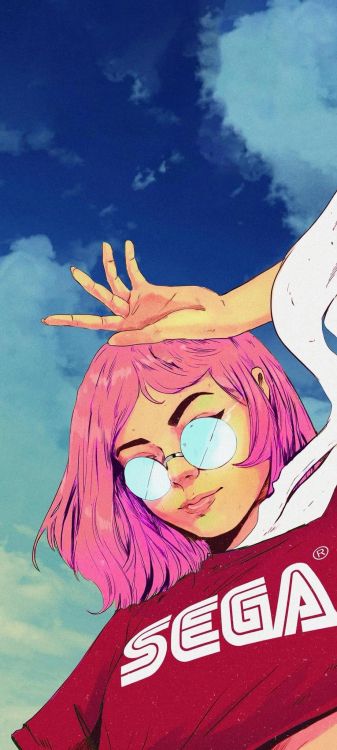 Обои девушка-геймер, мультфильм, sega, глаз, рот в разрешении 921x2048