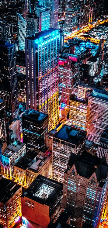 Обои городской пейзаж, небоскреб, здание, свет, синий в разрешении 1420x3000