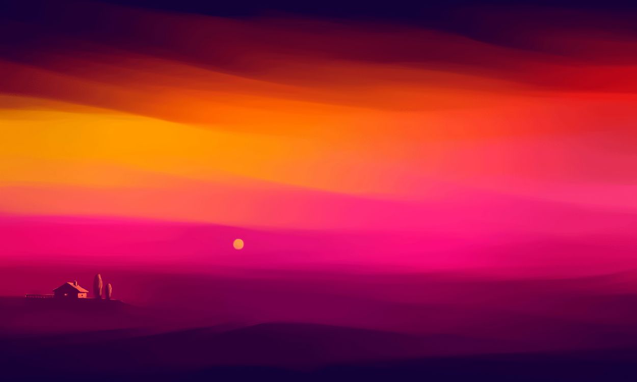 Обои арт, артист, послесвечение, горизонт, восход солнца в разрешении 3840x2304