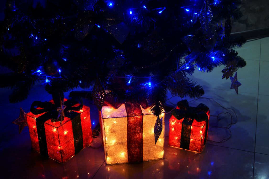 Обои свет, Рождественские огни, Новый год, Рождественский день, новогодняя елка в разрешении 4592x3056