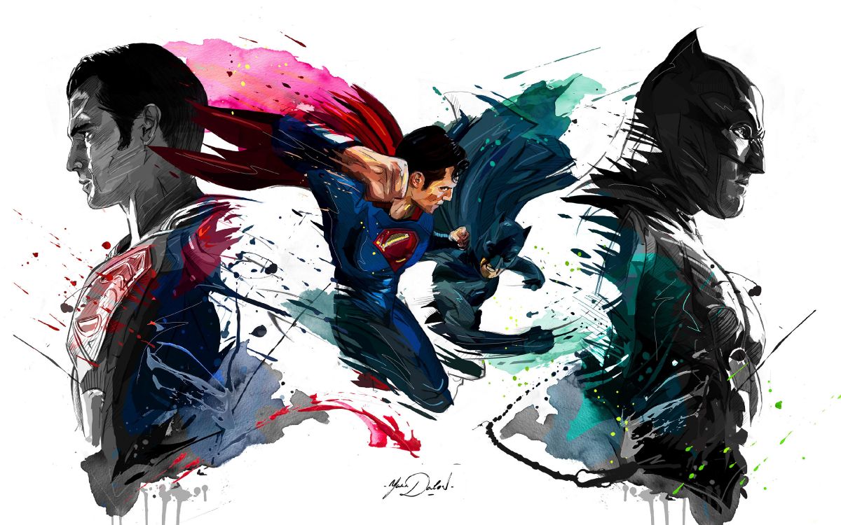 Обои Супермен, Бэтмен, супергерой, комиксы dc, иллюстрация в разрешении 3840x2400