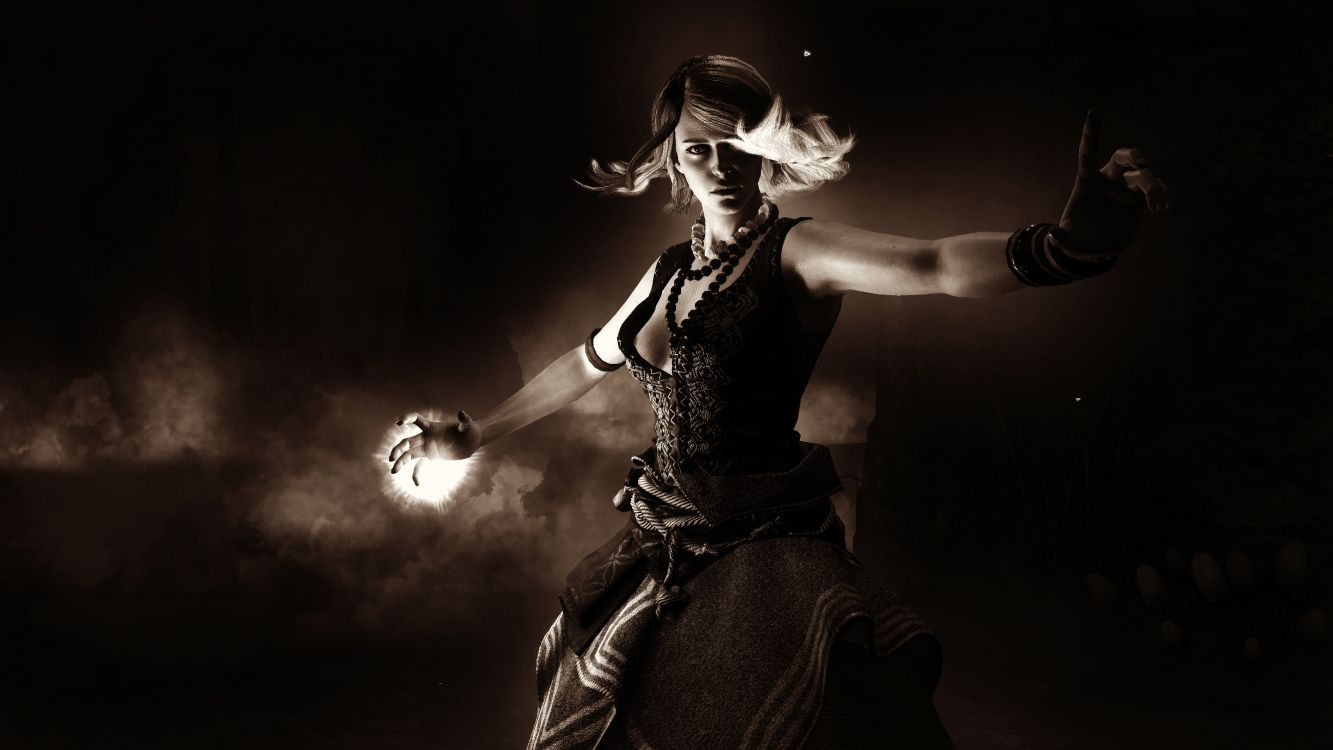 Обои Ведьмак 3 дикая охота, цири, Геральт из ривии, черный, темнота в разрешении 9600x5400