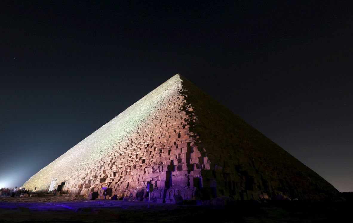 Обои пирамида, египетская пирамида, ориентир, памятник, ночь в разрешении 3500x2219