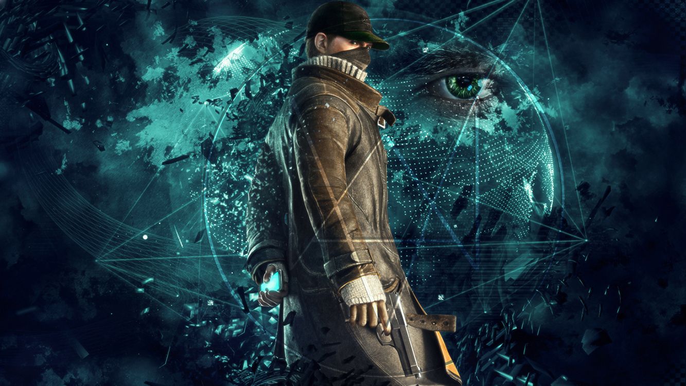 Обои Watch Dogs 2, сторожевой пес, Эйден Пирс, графический дизайн, темнота в разрешении 2048x1152