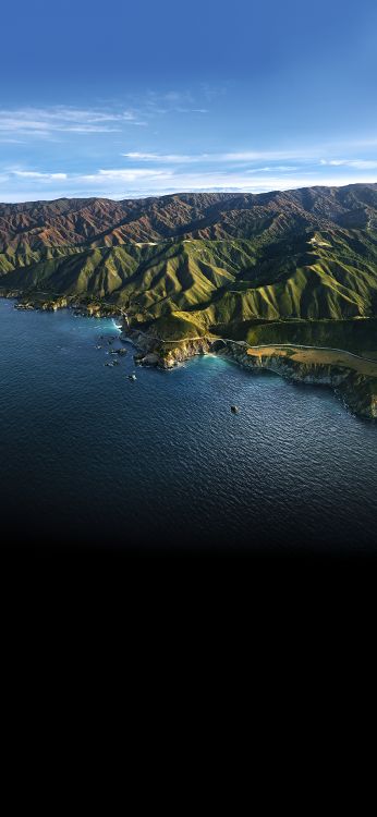 Обои Операционная система, яблоко, вода, облако, гора в разрешении 1080x2340