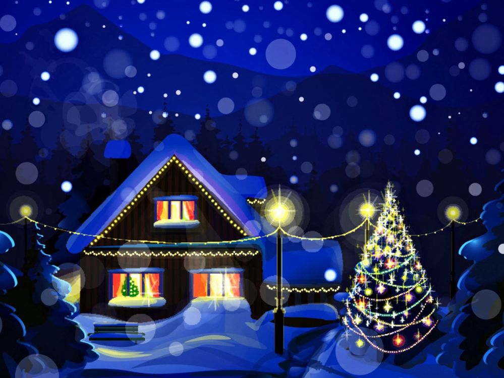 Обои Рождественский день, Рождество, зима, Рождественские украшения, елка в разрешении 1988x1491