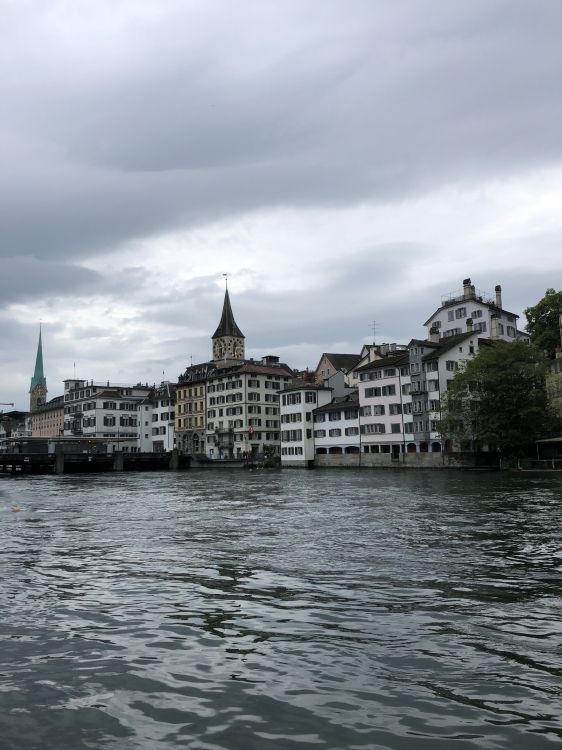 Обои Лиммат, Grossmnster, вода, водный путь, фасад в разрешении 1536x2048