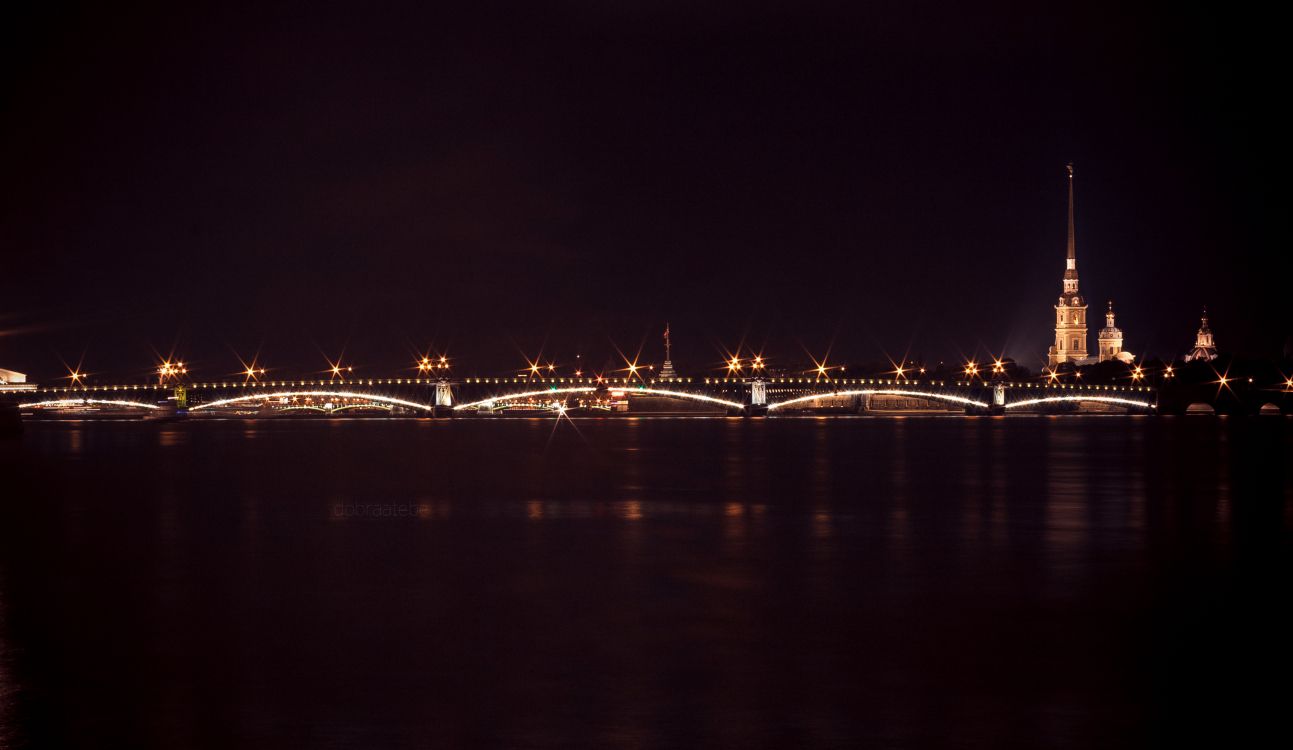 Обои ночь, Эйфелева башня, город, городской пейзаж, линия горизонта в разрешении 3400x1971