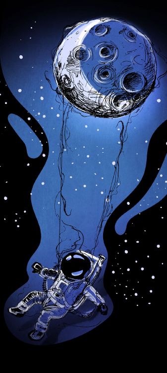 Обои космос, астронавт, свет, визуальное искусство, графический дизайн в разрешении 1080x2400