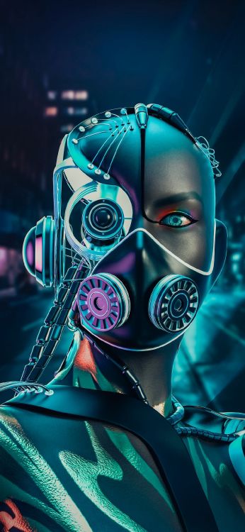 Обои маска, свет, очки, головной убор, электрик в разрешении 1080x2340