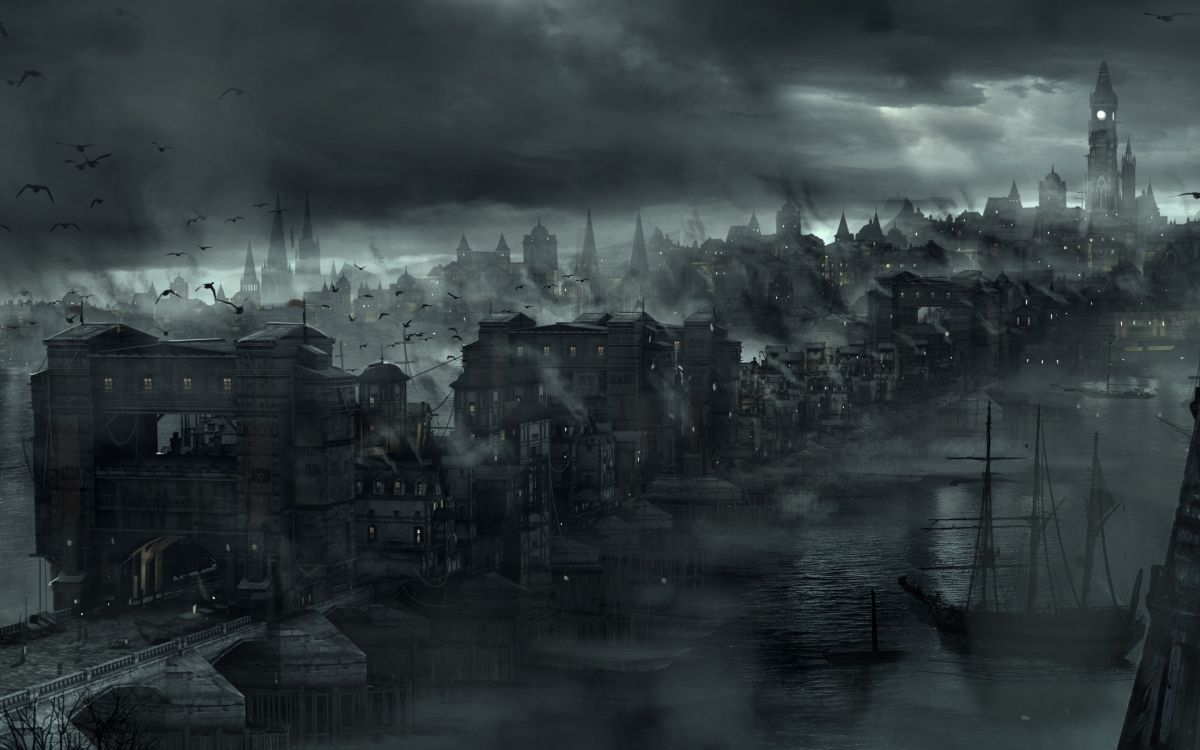 Обои вор, темнота, атмосфера, городской пейзаж, метрополия в разрешении 2880x1800