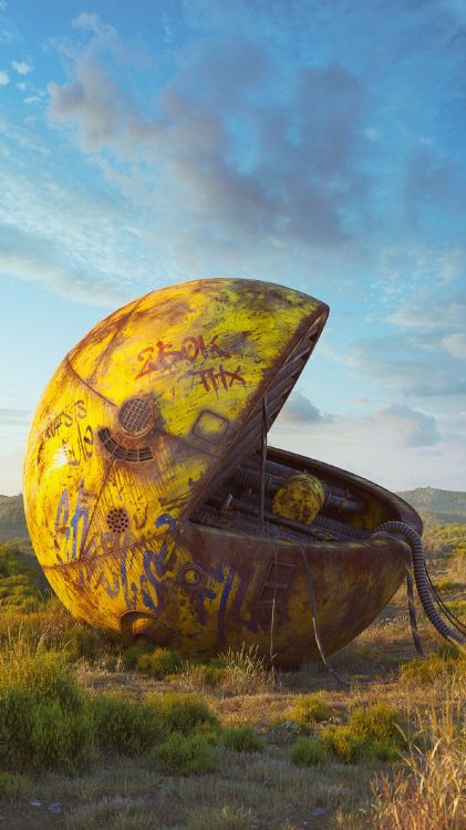 Обои реалистичный пакмен, pac man, мисс пакман, пак-мания, аркадная игра в разрешении 1440x2560