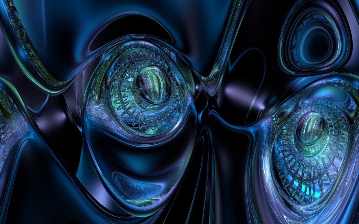 Обои синий, фрактальное искусство, свет, круг, синий цвет в разрешении 1920x1200