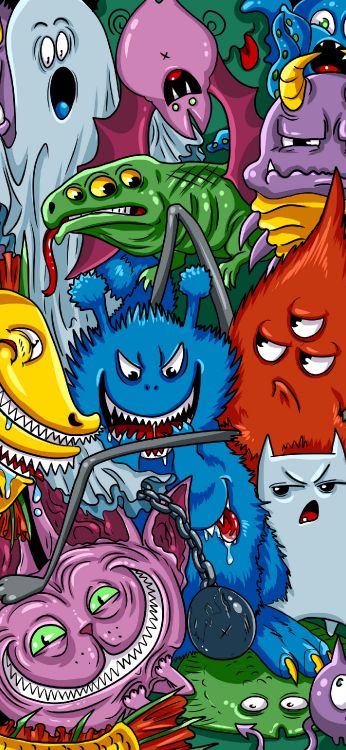 Обои мультфильм, арт, иллюстрация, визуальное искусство, рисование в разрешении 1407x3045