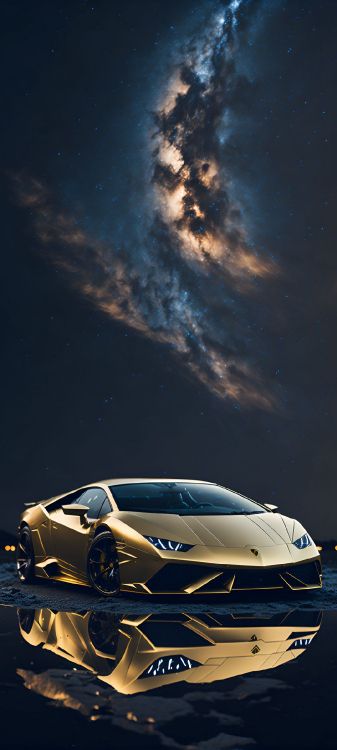 Обои отражение, легковые автомобили, шина, колесо, облако в разрешении 1080x2400