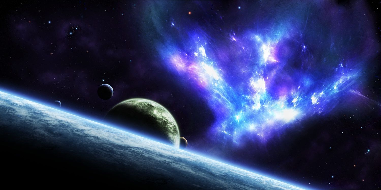 Обои планета, космическое пространство, атмосфера, астрономический объект, космос в разрешении 3000x1500