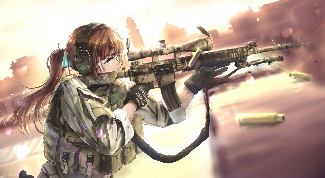 Обои аниме, Девушки с оружием, иллюстрация, солдат, игры в разрешении 2000x1100