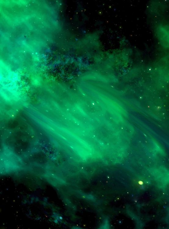 Обои зеленый космос, звезда, зеленый, природа, туманность в разрешении 6752x9147