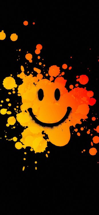 Обои Оранжевый цвет, улыбка, природа, Счастлив, жест в разрешении 1407x3045