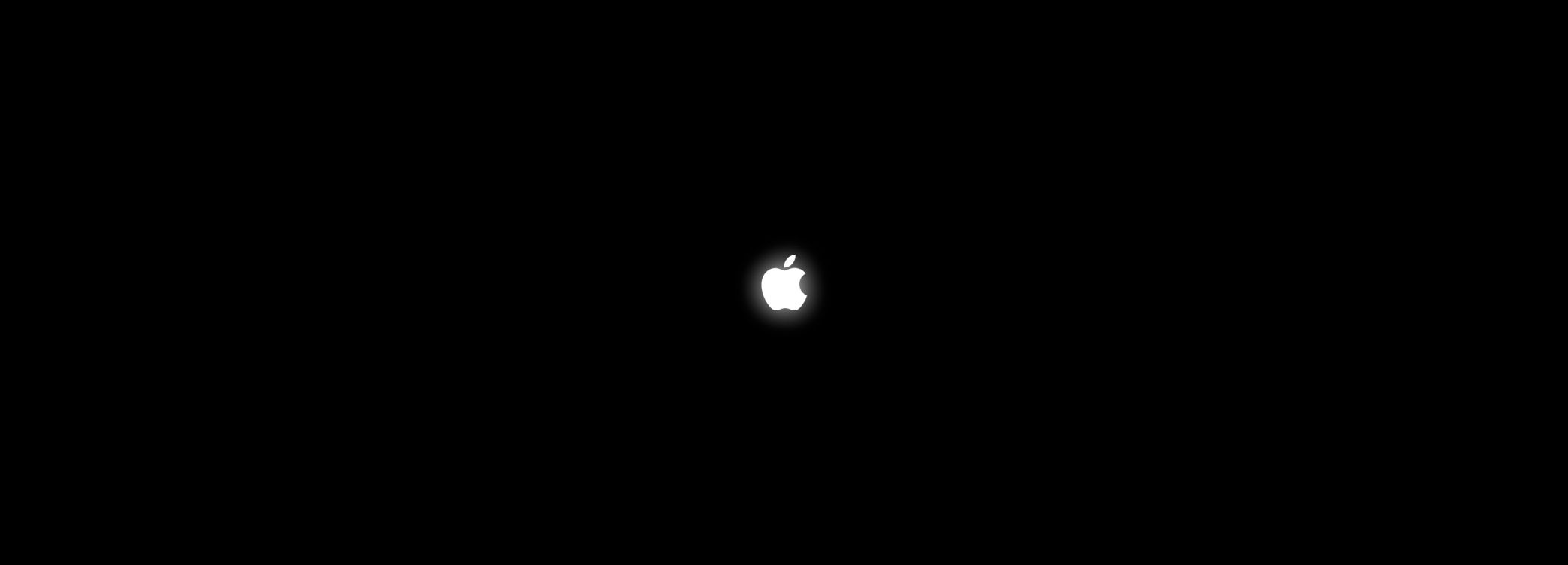 Обои Эпл, apple, темнота, ночь, свет в разрешении 3000x1080