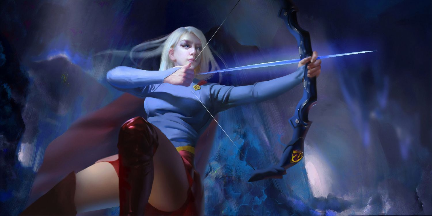 Обои супергерл, арт, произведение искусства, магия, фэнтези в разрешении 3840x1920