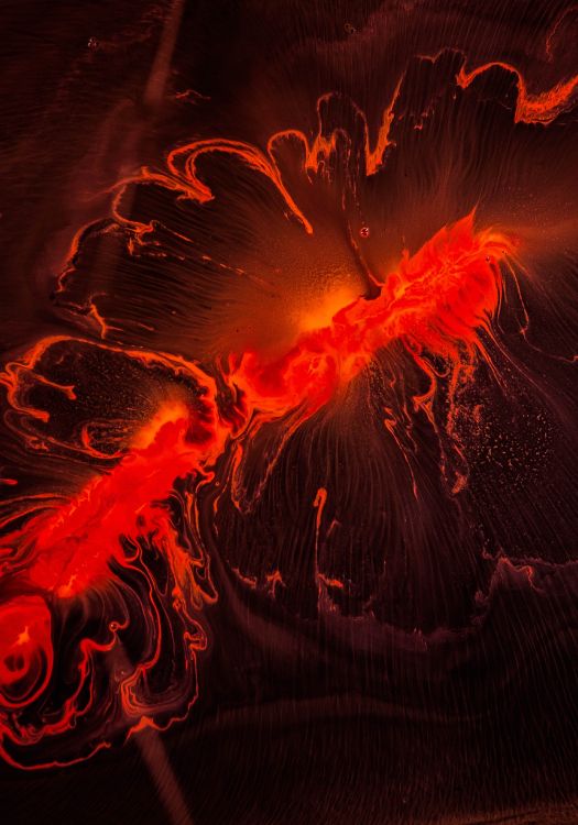 Обои красный цвет, тепло, вулкан, арт, лава в разрешении 2819x4025