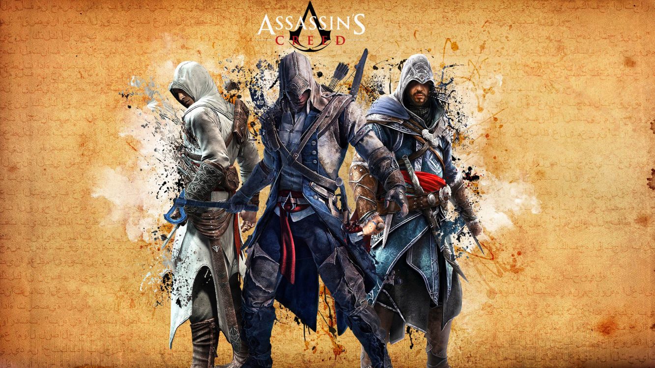 Обои assassins creed, иллюстрация, рыцарь, арт, графический дизайн в разрешении 2560x1440