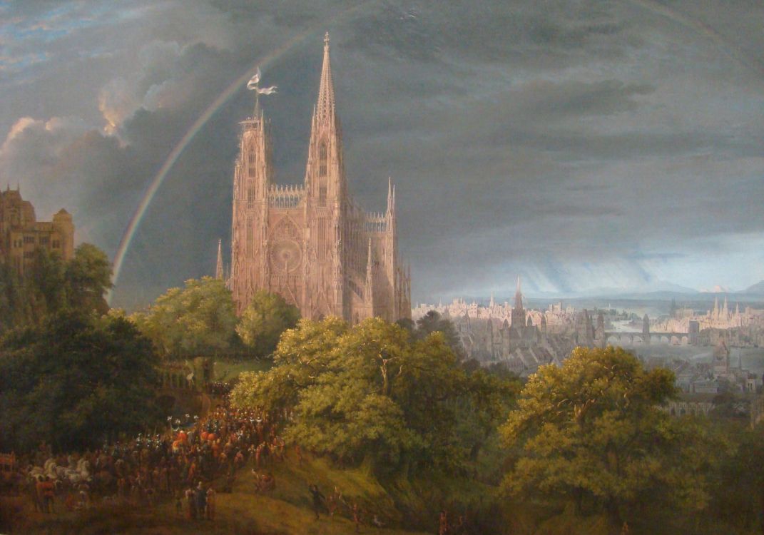 Обои Готическая церковь на скале у моря, Шинкель Карл Фридрих 1781-1841, живопись, архитектура, арт в разрешении 2876x2014