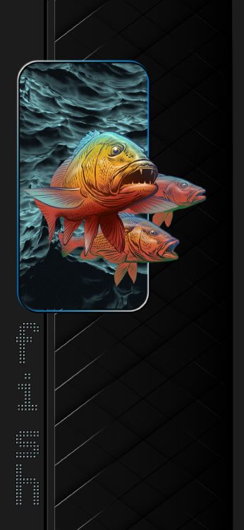 Обои Апельсин, пасть, арт, рыба, морская биология в разрешении 1080x2340