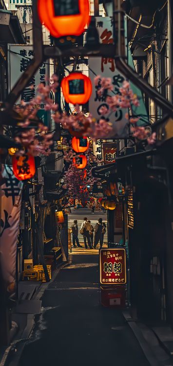 Обои аллея, освещение, улица, Оранжевый цвет, электричество в разрешении 1421x3000