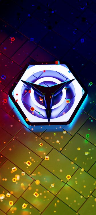 Обои свет, пурпур, небоскреб, арт, линия в разрешении 1440x3216