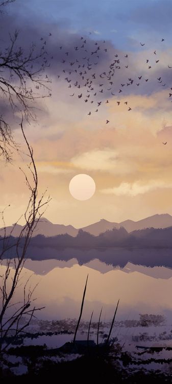 Обои цифровое искусство, живопись, цифровая живопись, арт, облако в разрешении 1080x2400