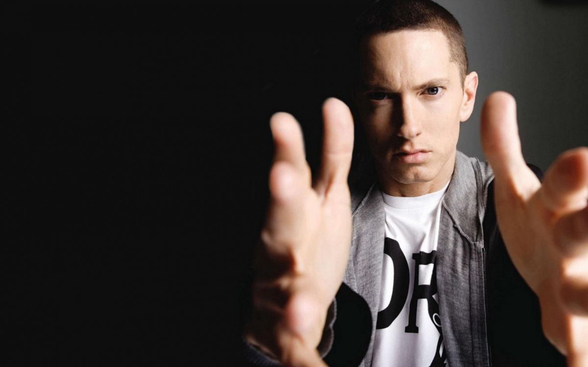 Обои eminem, Маршал Мэтерс ЛП, хип хоп музыка, реппер, палец в разрешении 2395x1496