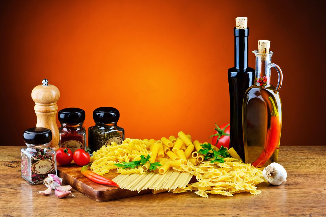 Обои паста, итальянская кухня, специя, спагетти, пища в разрешении 4243x2818