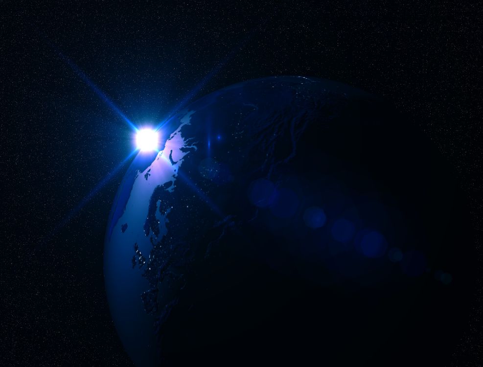 Обои земля, планета, синий, свет, астрономический объект в разрешении 4096x3112