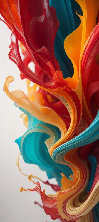 Обои арт, акриловая краска, Оранжевый цвет, линия, Аква в разрешении 1080x2400