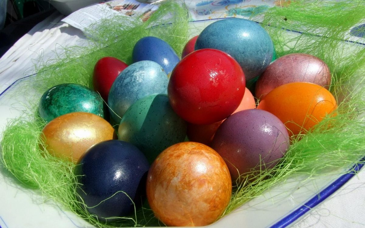 Обои пасхальное яйцо, пасхальный кролик, пища в разрешении 1920x1200