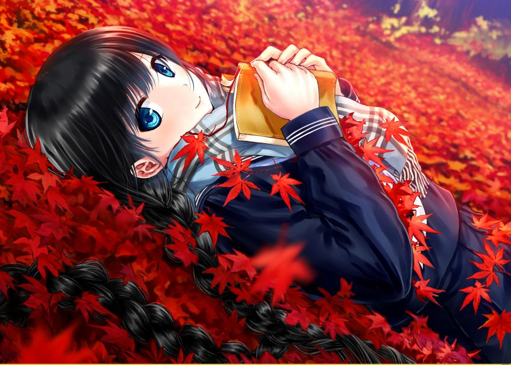 Обои аниме, красный цвет, рыжие волосы, роман, любовь в разрешении 5871x4189