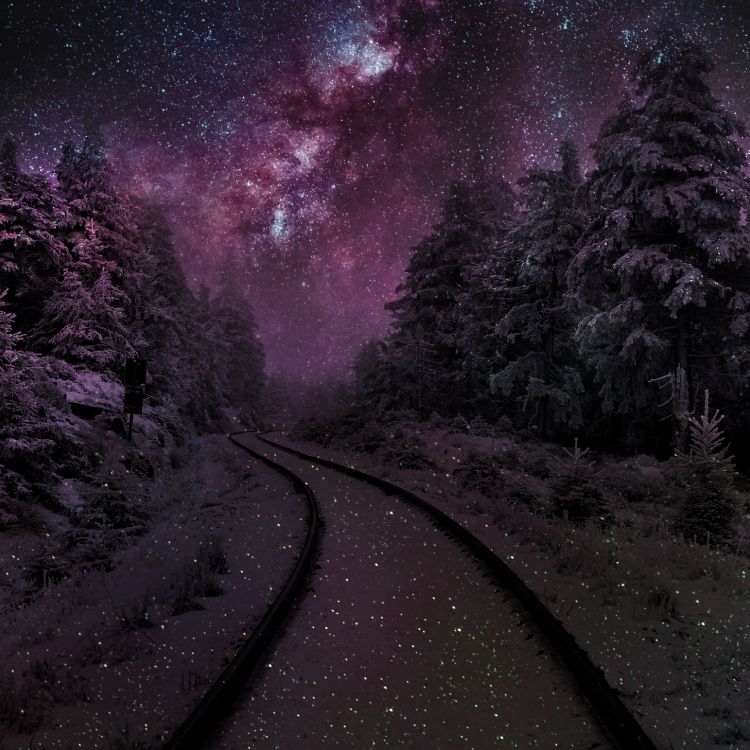 Обои ночь, природа, телефон, астрономический объект, Галактика в разрешении 3045x3045