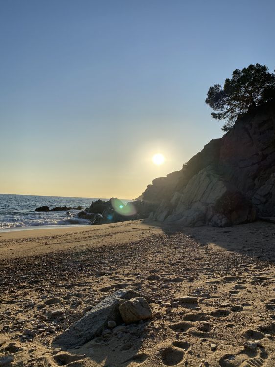 Обои море, солнце, побережье, рок, берег в разрешении 1536x2048