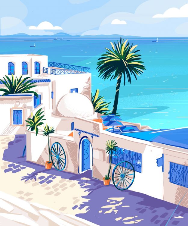 Обои отпуск, иллюстрация, вода, свойство, облако в разрешении 1336x1603