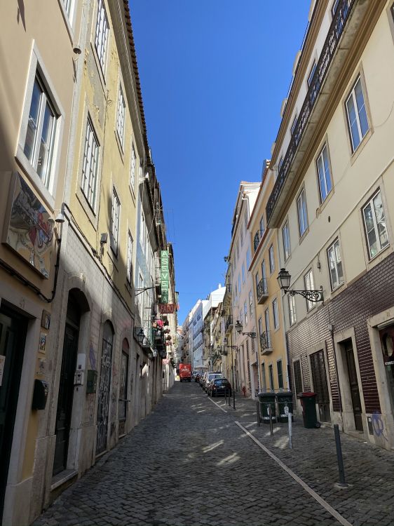 Обои аллея, дорога, синий, городок, окно в разрешении 1536x2048