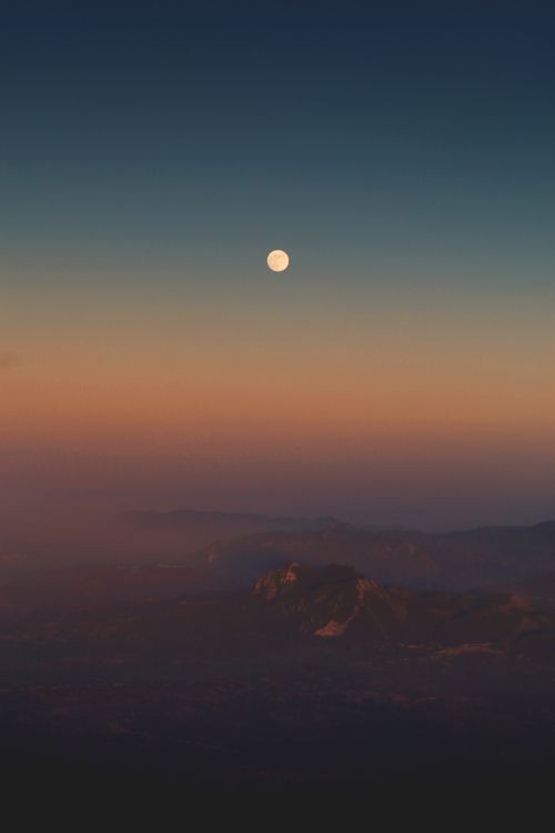 Обои ночное небо, горизонт, атмосфера, луна, дневное время в разрешении 3648x5472