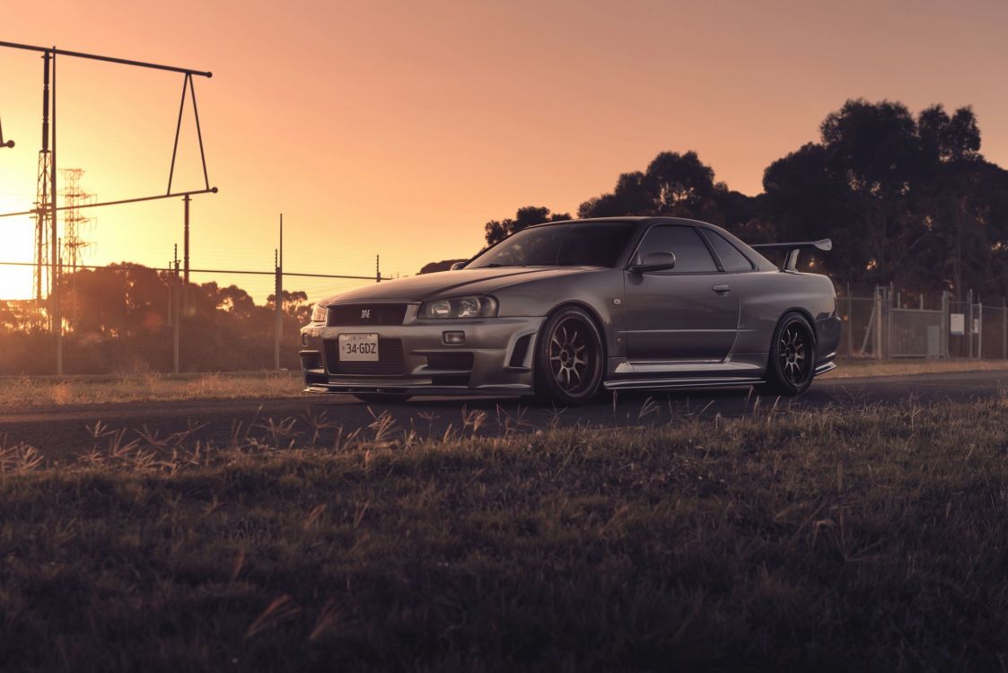 Обои Ниссан, авто, спорткар, Ниссан скайлайн закат, автомобильный экстерьер в разрешении 1998x1334