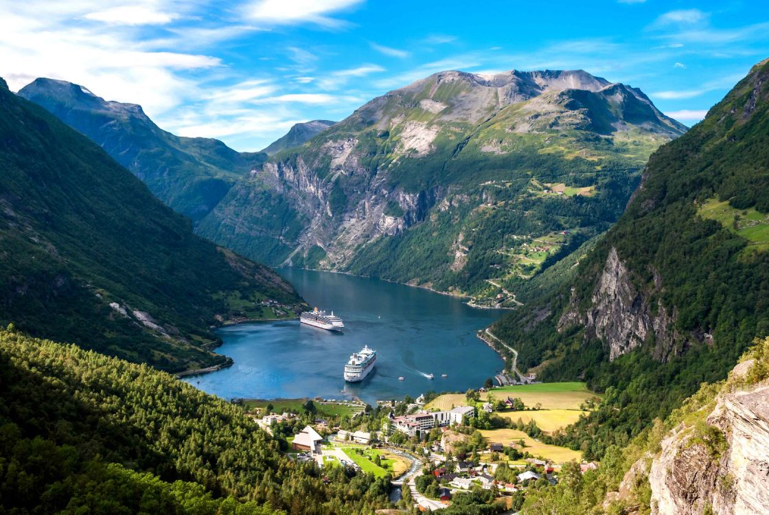 Обои гейрангер, фьорд, водопад, гора, нагорье в разрешении 3887x2602