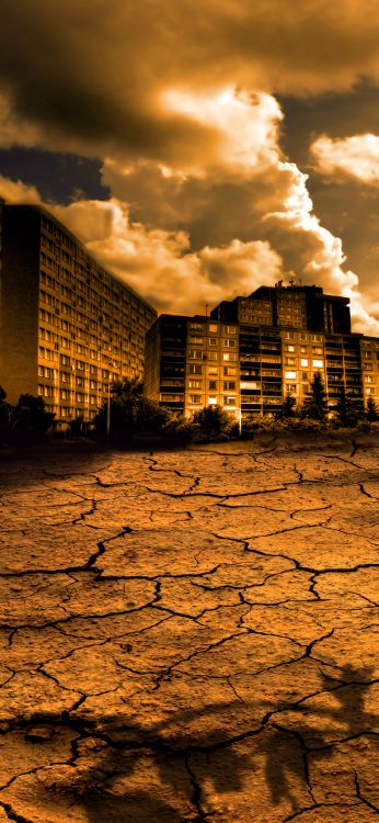 Обои облако, здание, атмосфера, Янтарь, свет в разрешении 1080x2340