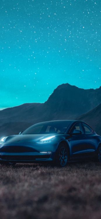 Обои Tesla Roadster, Tesla, легковые автомобили, Tesla Model 3, Tesla Model Y в разрешении 1407x3045