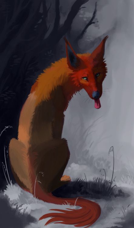 Обои рисование, рыжая лисица, иллюстрация, лиса, Псовые в разрешении 1654x2806