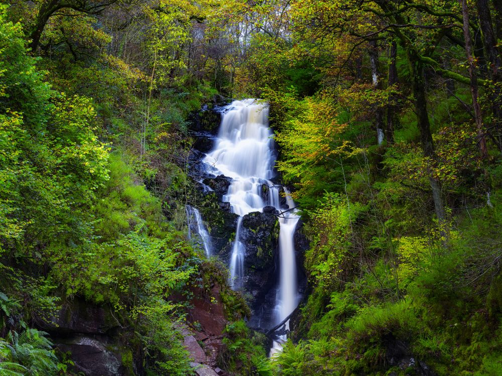 Обои водопад, водоток, лес, водоем, природа в разрешении 2880x2160