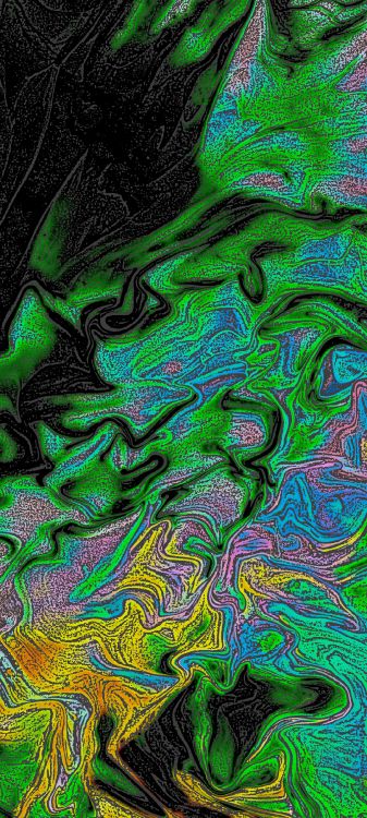 Обои лист, визуальное искусство, акриловая краска, зеленый, Аква в разрешении 1080x2400